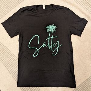 Brand New Salty Bella Canvas Black and Green Short Sleeve Tee Size Medium